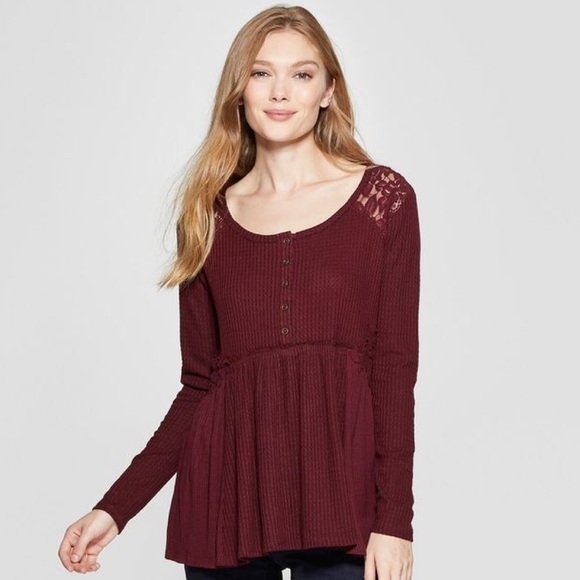 waffle knit peplum top